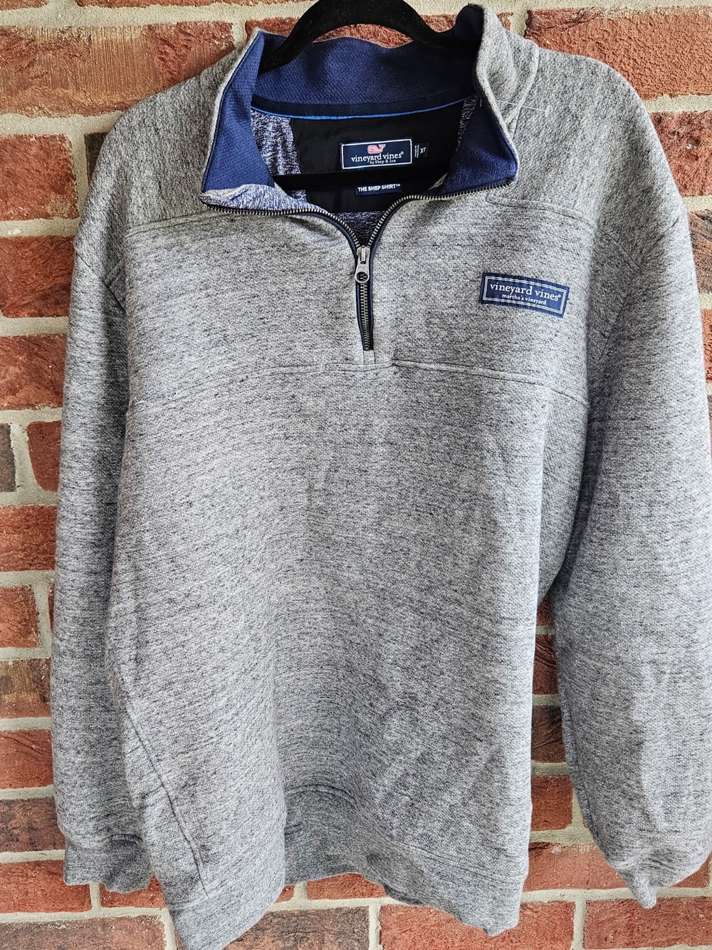 Vineyard Vines Men's Shep Shirt Gray & Blue 1/4 Zip Pullover Size XT